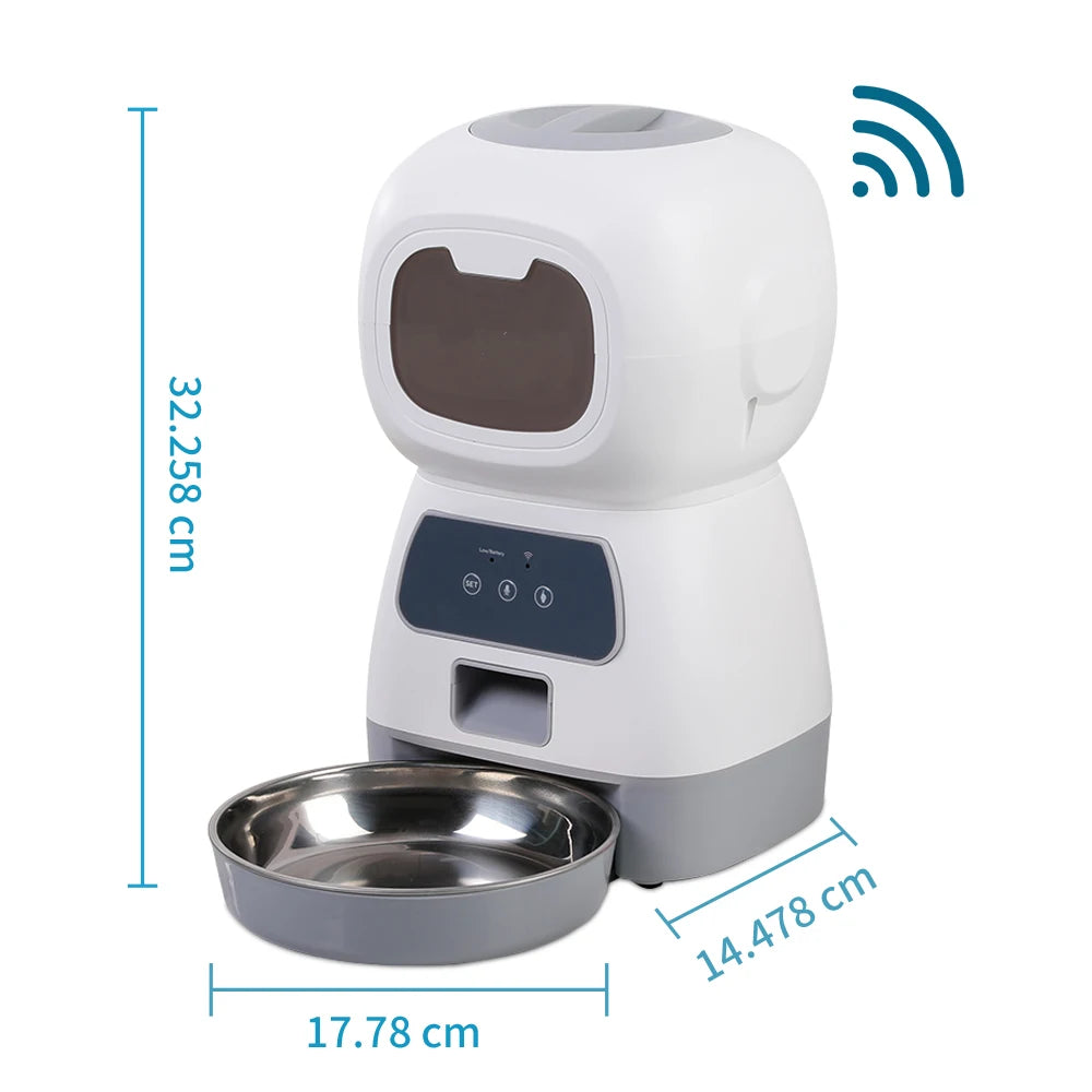 Distributeur Automatique Connecté - 3,5 L pour Chien et Chat – Repas Programmés et Contrôle à Distance