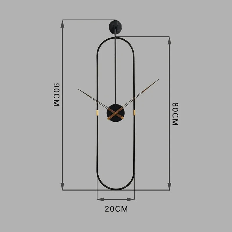 Horloge Murale Luxe Art Ovale Métal Silencieuse – Dorée ou Noire