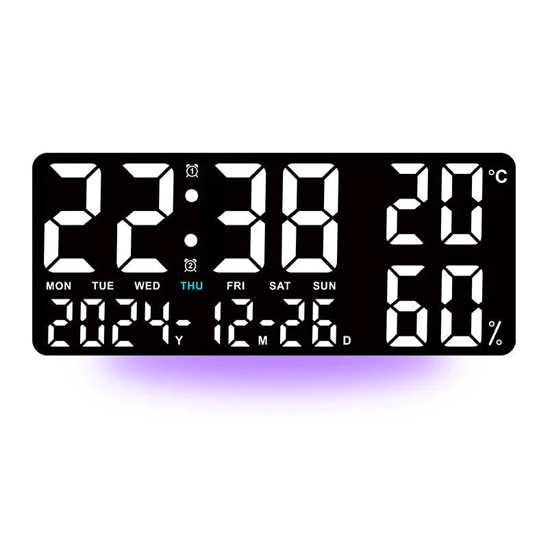 Horloge Digitale LED Multifonction – Alarme, Température, Humidité & Ambiance 7 Couleurs