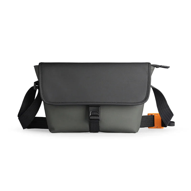 Sacoche Homme en Toile Grise - Sac Besace Bouton Pression