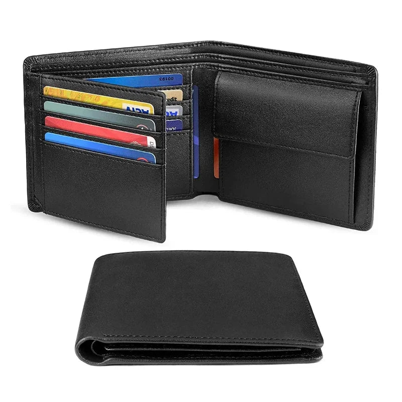 Grand Portefeuille en Cuir Noir pour Homme Multi-Compartiments