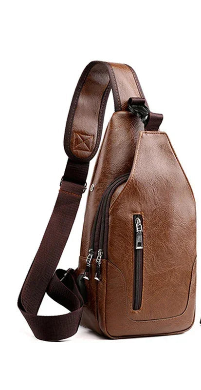 Sac Bandoulière Homme Luxe en Cuir, Compact et Multipoche