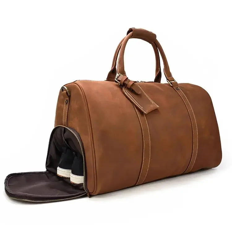Sac de Voyage en Cuir Homme Noir - Compartiment à Chaussures