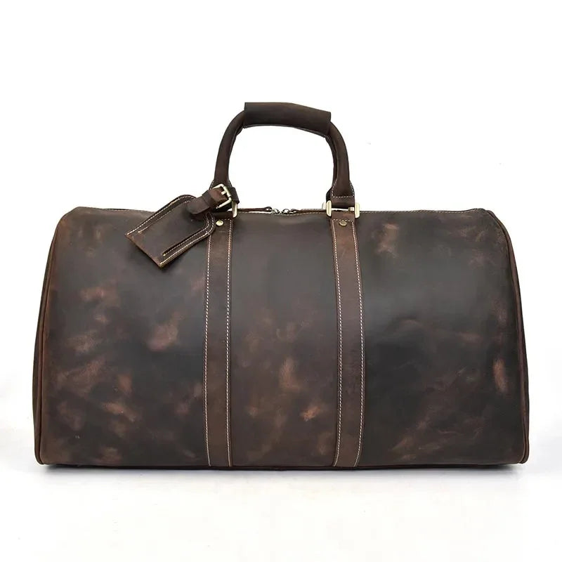 Sac en Cuir de Voyage pour Homme Marron - Sac Vintage Cylindrique