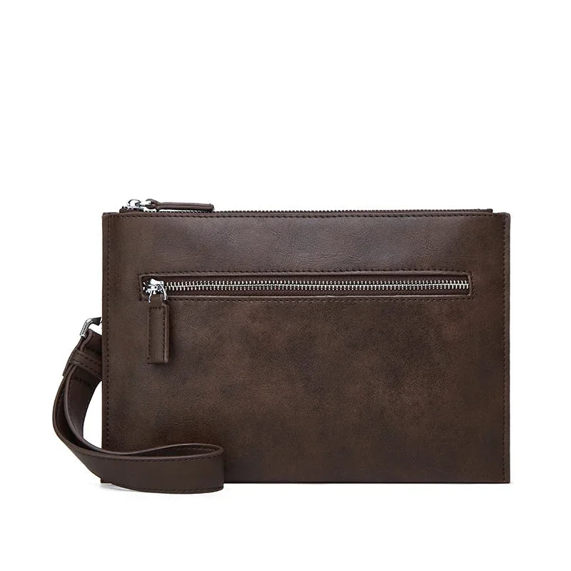 Sac Pochette Homme en Cuir, Compact avec Sangle Amovible