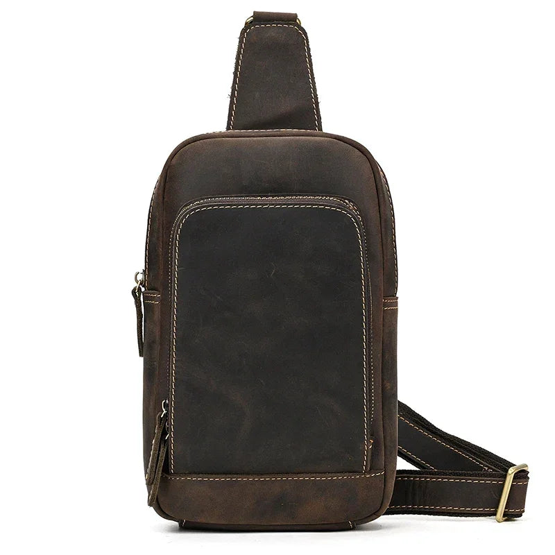 Sacoche Bandoulière en Cuir pour Homme, Format Compact Sling