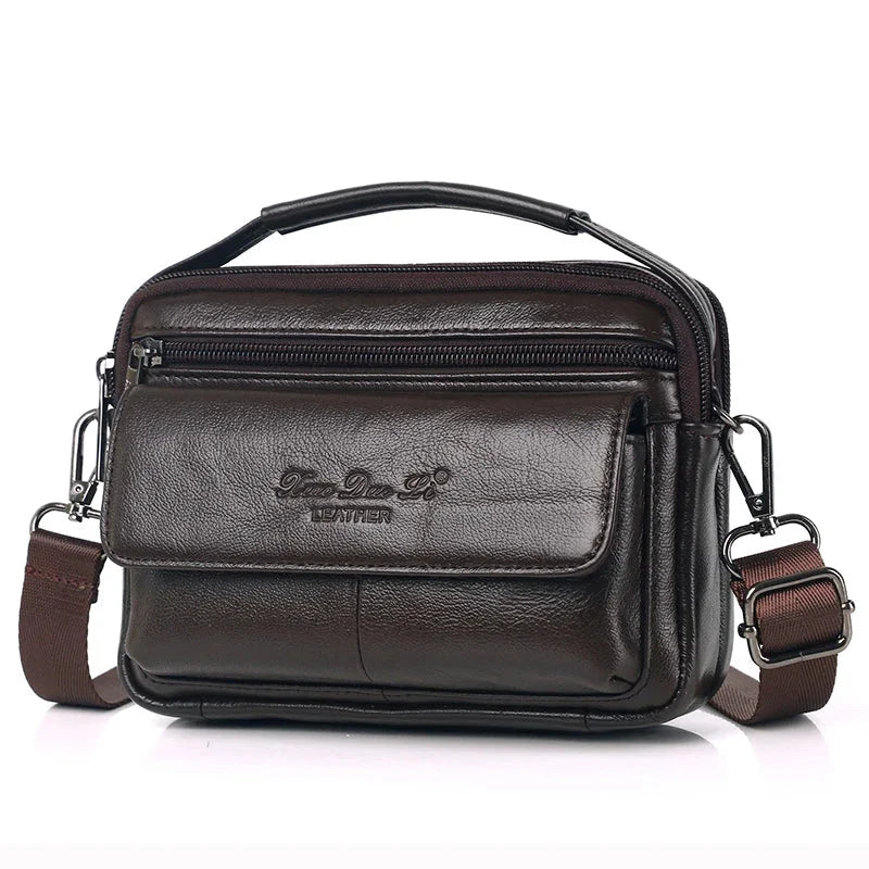 Sacoche Cuir Homme Bandoulière Rectangulaire Noire Poignée
