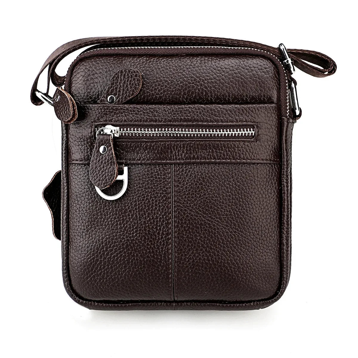 Sacoche en Cuir Bandoulière pour Homme Noire Poche Zippée Discrète