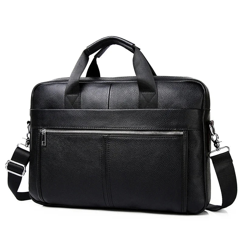 Sacoche en Cuir pour Homme Noire Poignées Rembourrées Pro