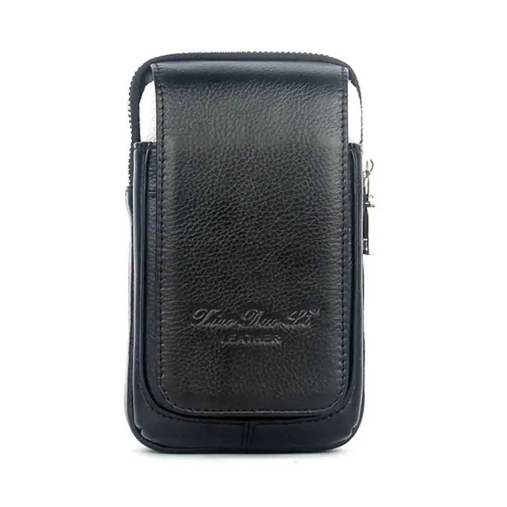 Sacoche Homme Ceinture Marron Foncé Format Vertical Compact