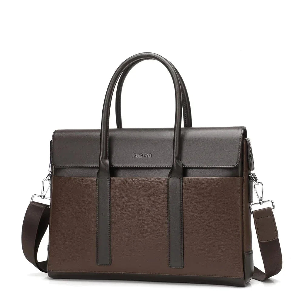 Sacoche Homme d'Affaires Noire, Cartable Cuir Poignées Doubles