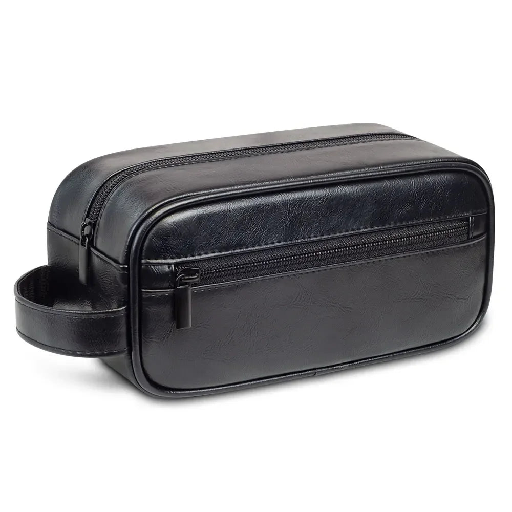 Trousse de Toilette Homme Élégante en Cuir PU, Format Compact