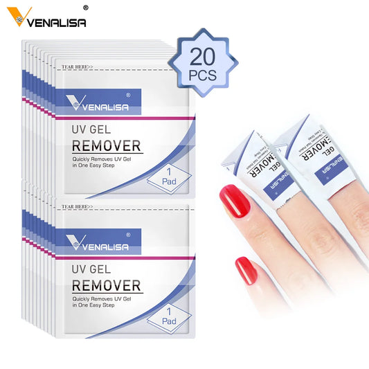 20 lingettes Dissolvants & Nettoyants pour Vernis Gel UV - Venalisa