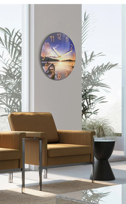 Horloge Murale Verre Design Paysage – Luxe Silencieuse 30cm