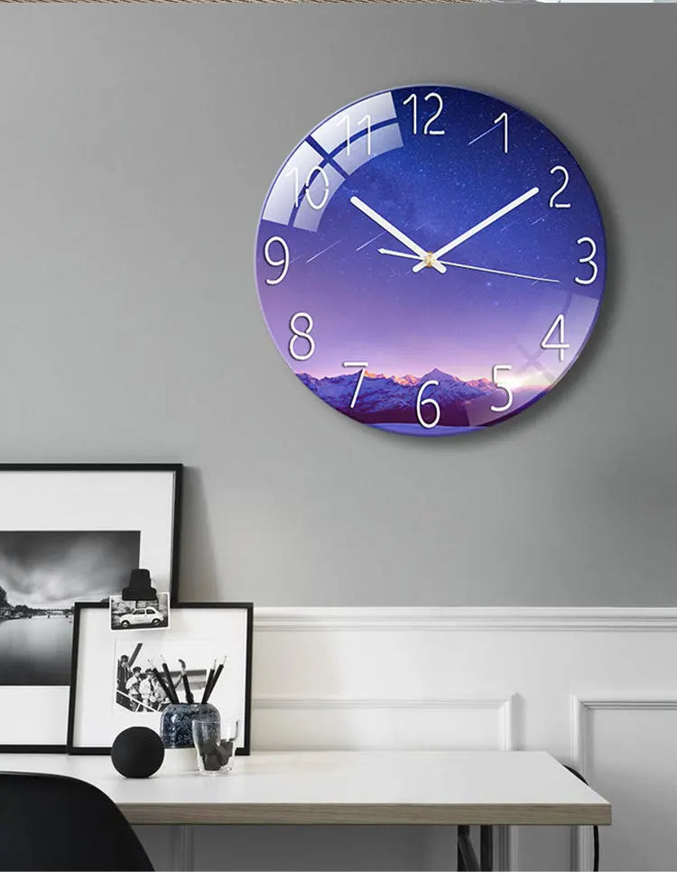 Horloge Murale Verre Design Paysage – Luxe Silencieuse 30cm