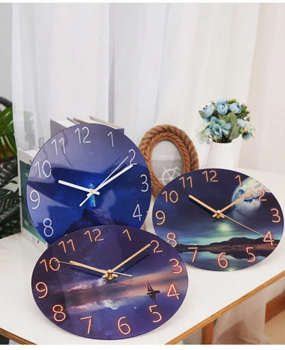Horloge Murale Verre Design Paysage – Luxe Silencieuse 30cm