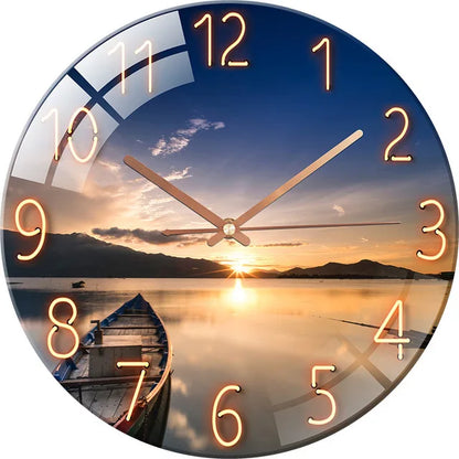 Horloge Murale Verre Design Paysage – Luxe Silencieuse 30cm