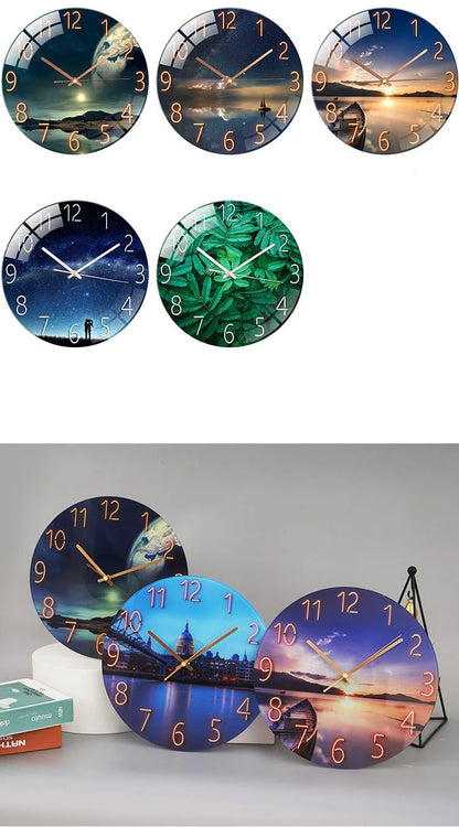 Horloge Murale Verre Design Paysage – Luxe Silencieuse 30cm