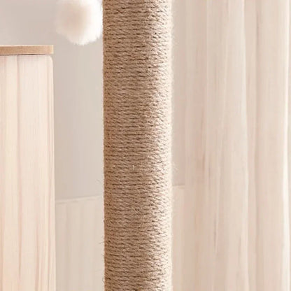 Tour à chat en bois multi-niveaux avec vasques et maisonnette à lattes