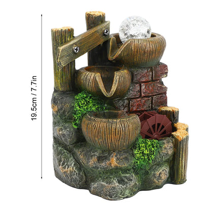 Fontaine de Bureau Résine – Tour de Pierre Cascade, Paysage Miniature 19,5cm