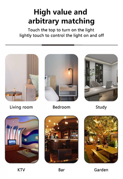 Lampe de Table LED Rétro Rechargeable – 3 Intensités & Tactile