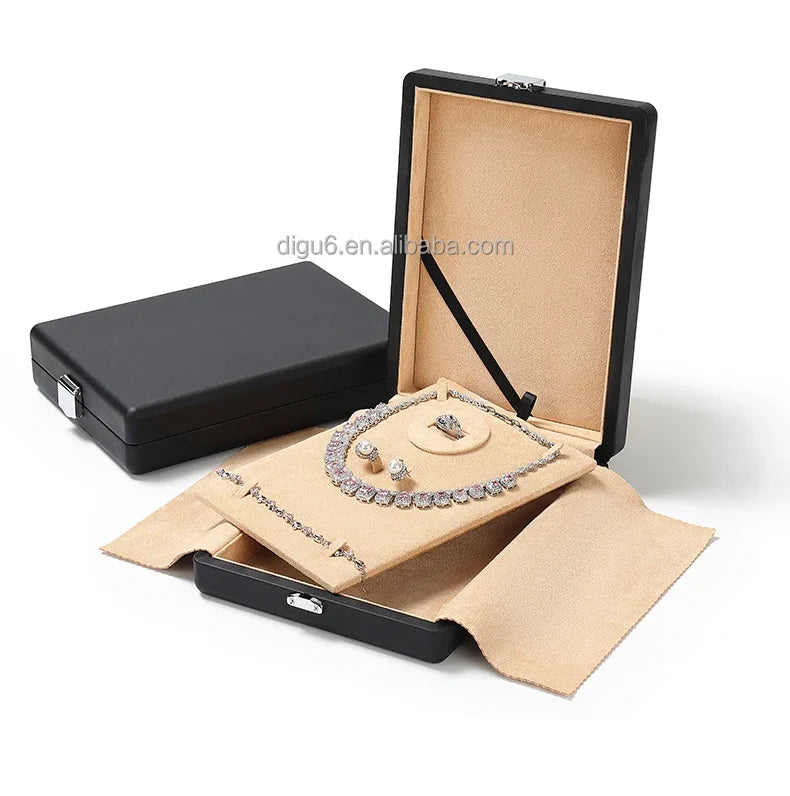 High-end Fashion Jewelry Packaging Box Jewelry Gift Box Jewelry Set Box Wooden High Quality Custom Logo Luxury Black Wood