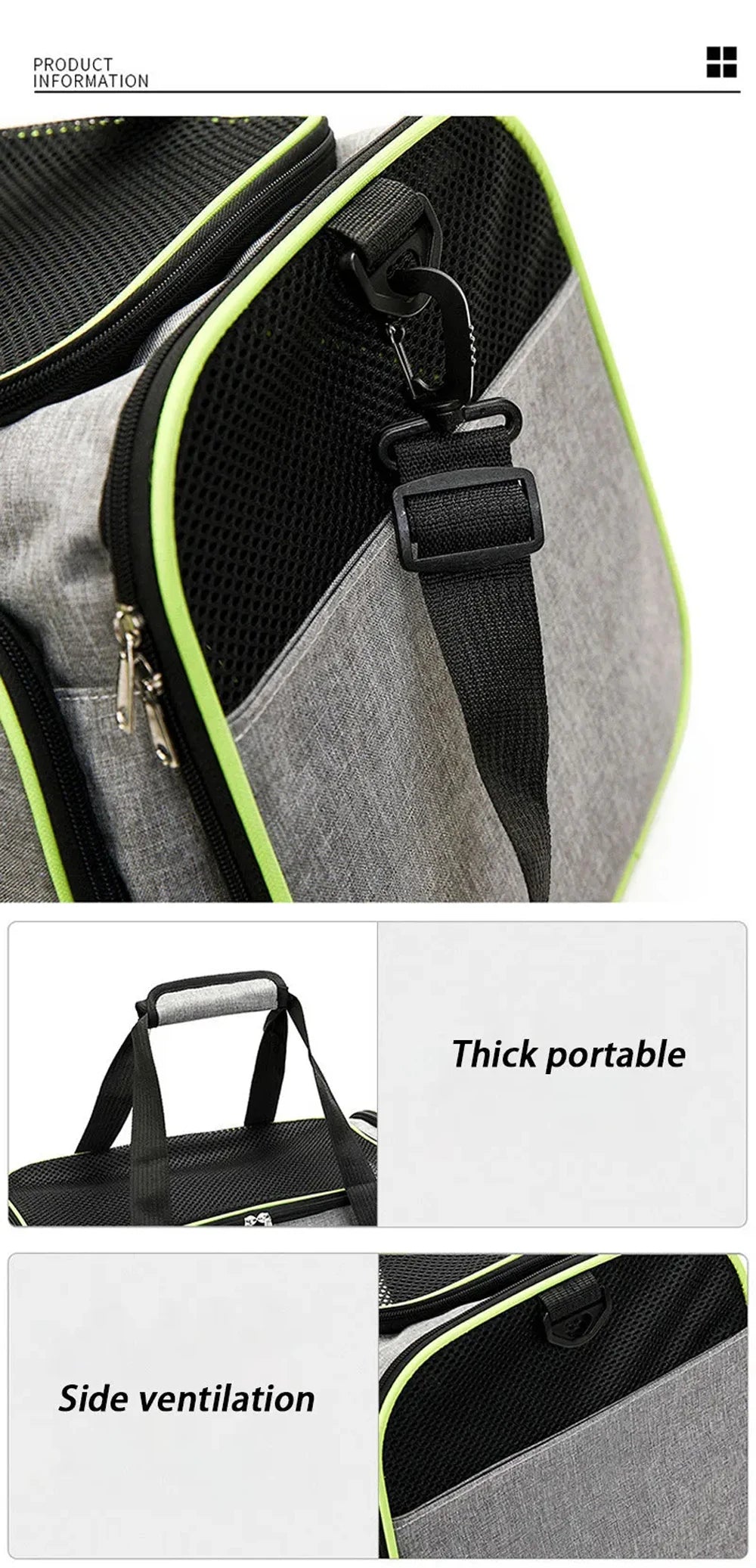 Sac de transport extensible pour chat avec panneaux en filet zippés