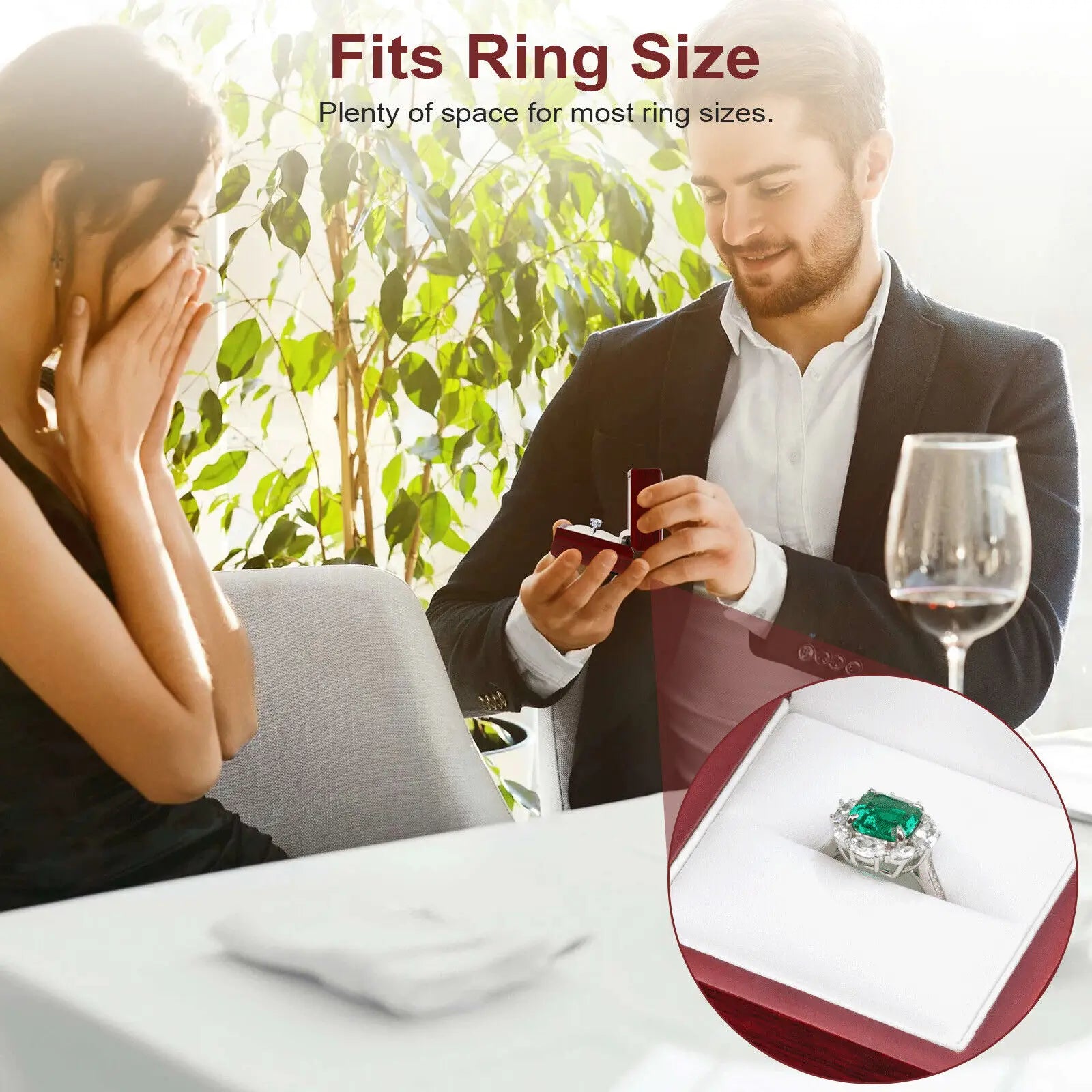Écrin Bague Bois & Velours avec LED