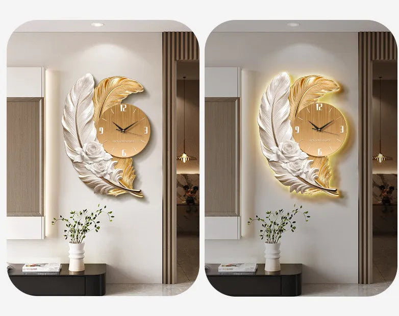 Horloge Murale Luxe Grande Taille Silencieuse – Version Lumineuse ou Standard, 3 Styles