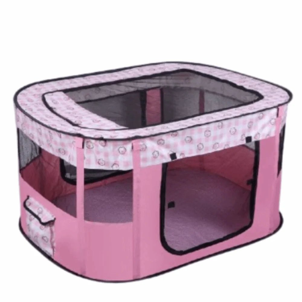 Parc pliable portable pour animaux, parois en filet et fermetures zippées
