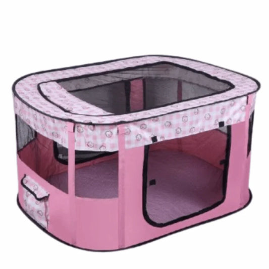 Parc pliable portable pour animaux, parois en filet et fermetures zippées