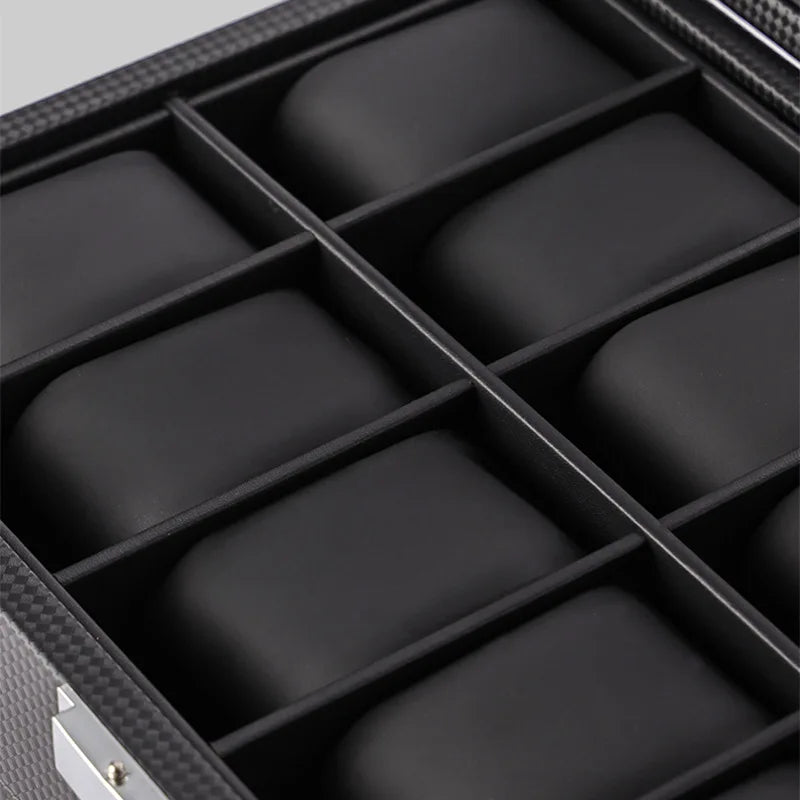 Écrin Montres Noir – Moderne en cuir carbone