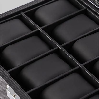 Écrin Montres Noir – Moderne en cuir carbone