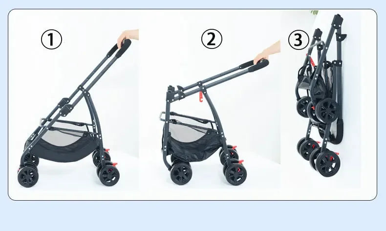 Poussette pour animaux 3en1 pliable avec nacelle détachable