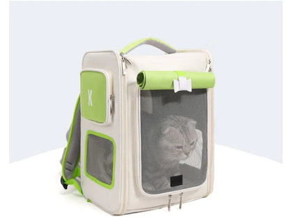 Sac à dos de transport pour chat, fenêtres en filet et double bandoulière