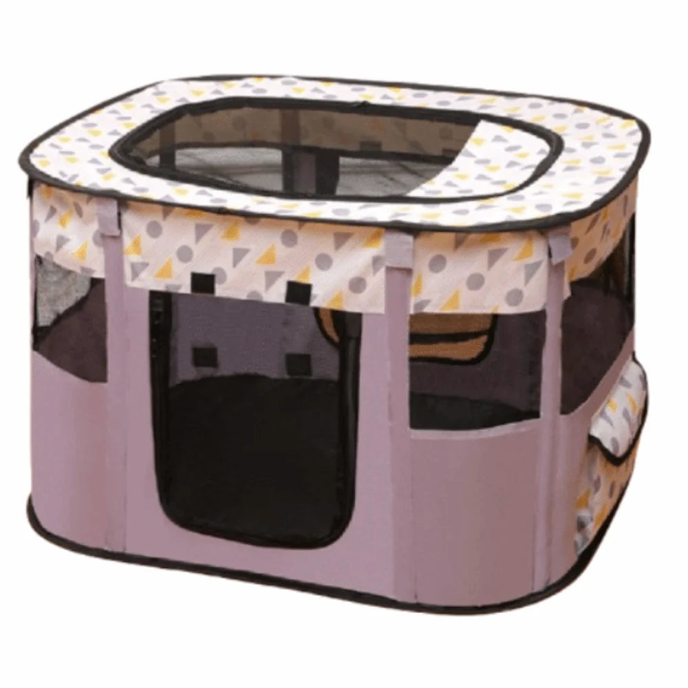 Parc pliable portable pour animaux, parois en filet et fermetures zippées