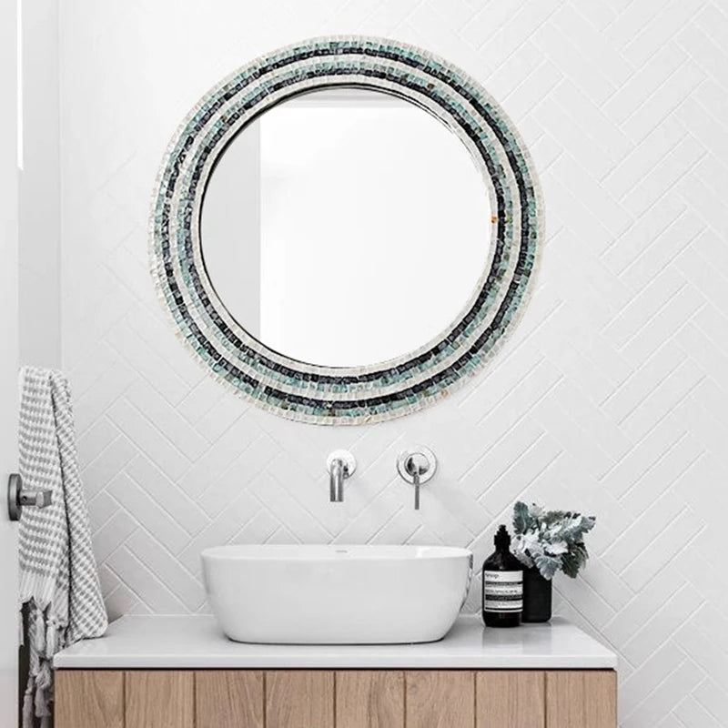Miroir Mural Décoratif Rond – Nacre & MDF Style Nordique, 5 Designs