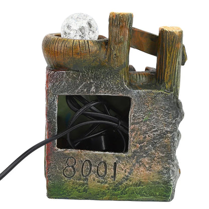 Fontaine de Bureau Résine – Tour de Pierre Cascade, Paysage Miniature 19,5cm