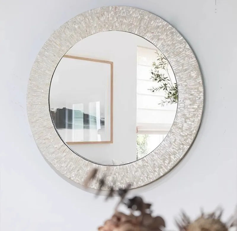 Miroir Mural Décoratif Rond – Nacre & MDF Style Nordique, 5 Designs