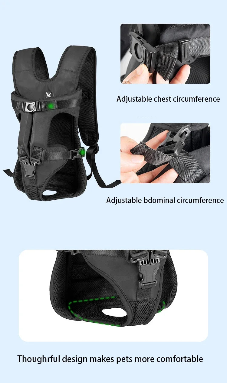 Porte-bébé pour chien avec harnais avant réglable et boucles sécurisées