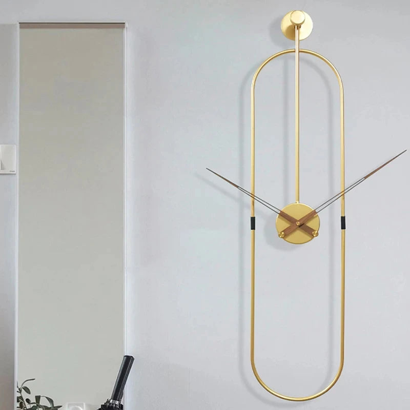 Horloge Murale Luxe Art Ovale Métal Silencieuse – Dorée ou Noire