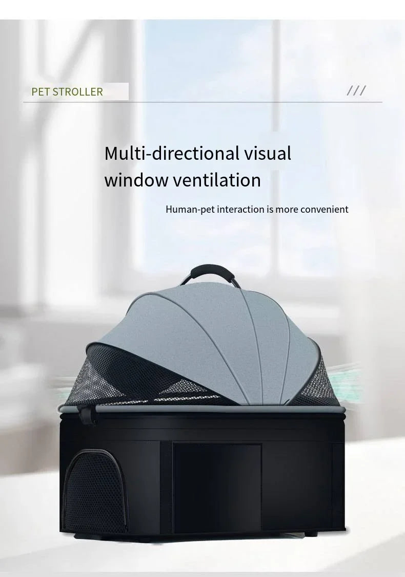 Poussette pour animaux 3en1 pliable avec nacelle détachable