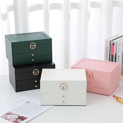 Large Jewelry Storage Box Multi-Layer Organizer For Jewelry Necklace Earring Leather Jewellery Storage Packaging Display Boxes