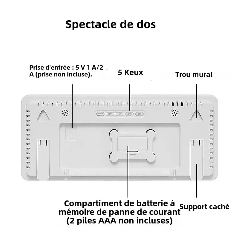 Horloge Digitale LED Multifonction – Alarme, Température, Humidité & Ambiance 7 Couleurs