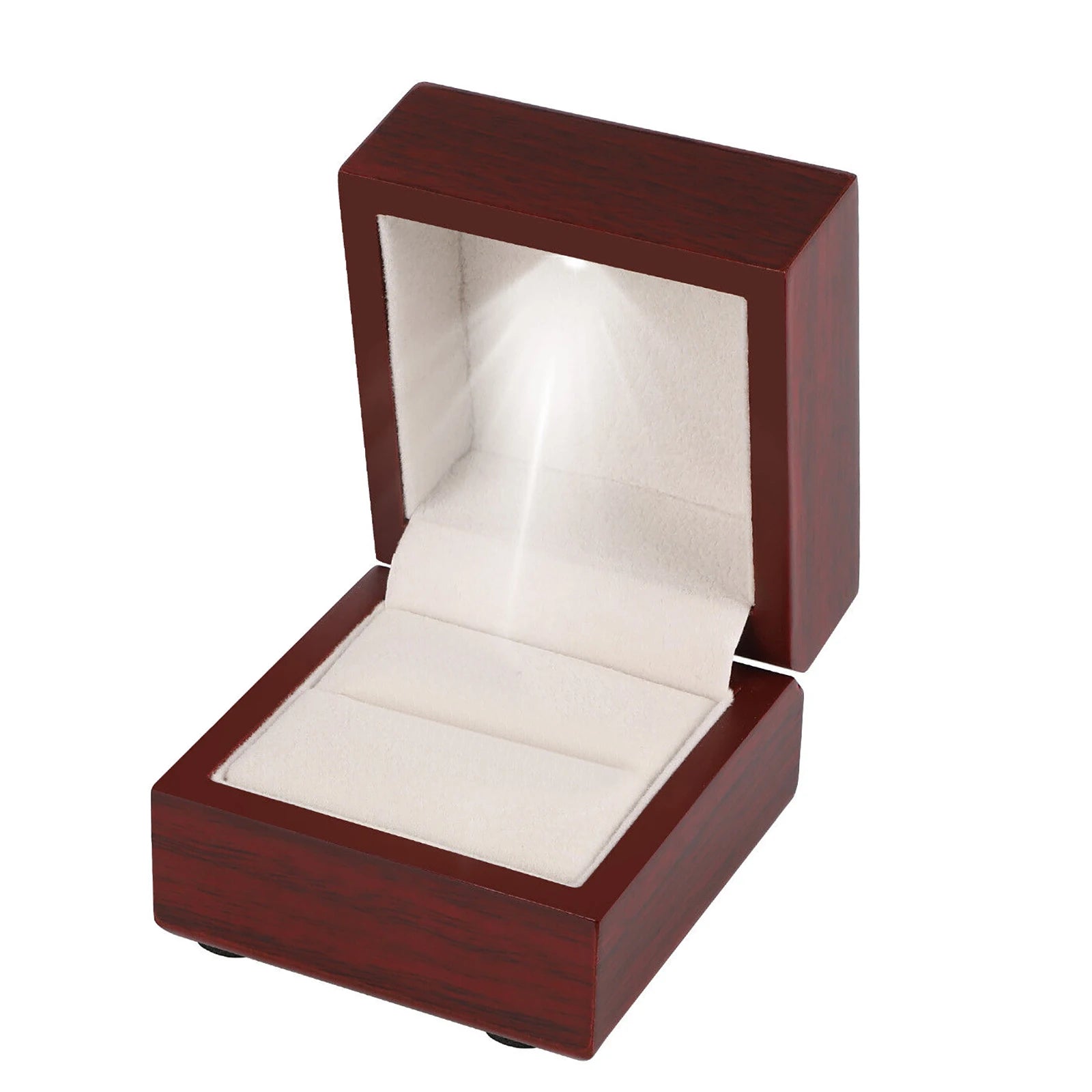 Écrin Bague Bois & Velours avec LED
