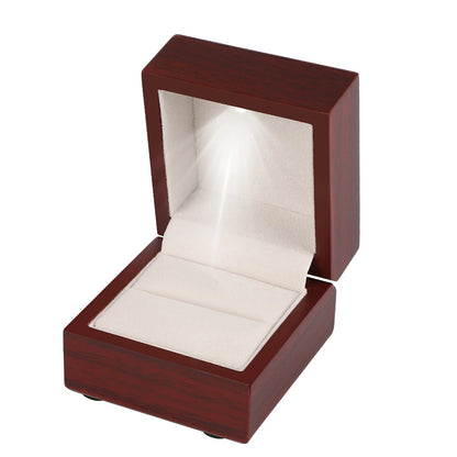 Écrin Bague Bois & Velours avec LED