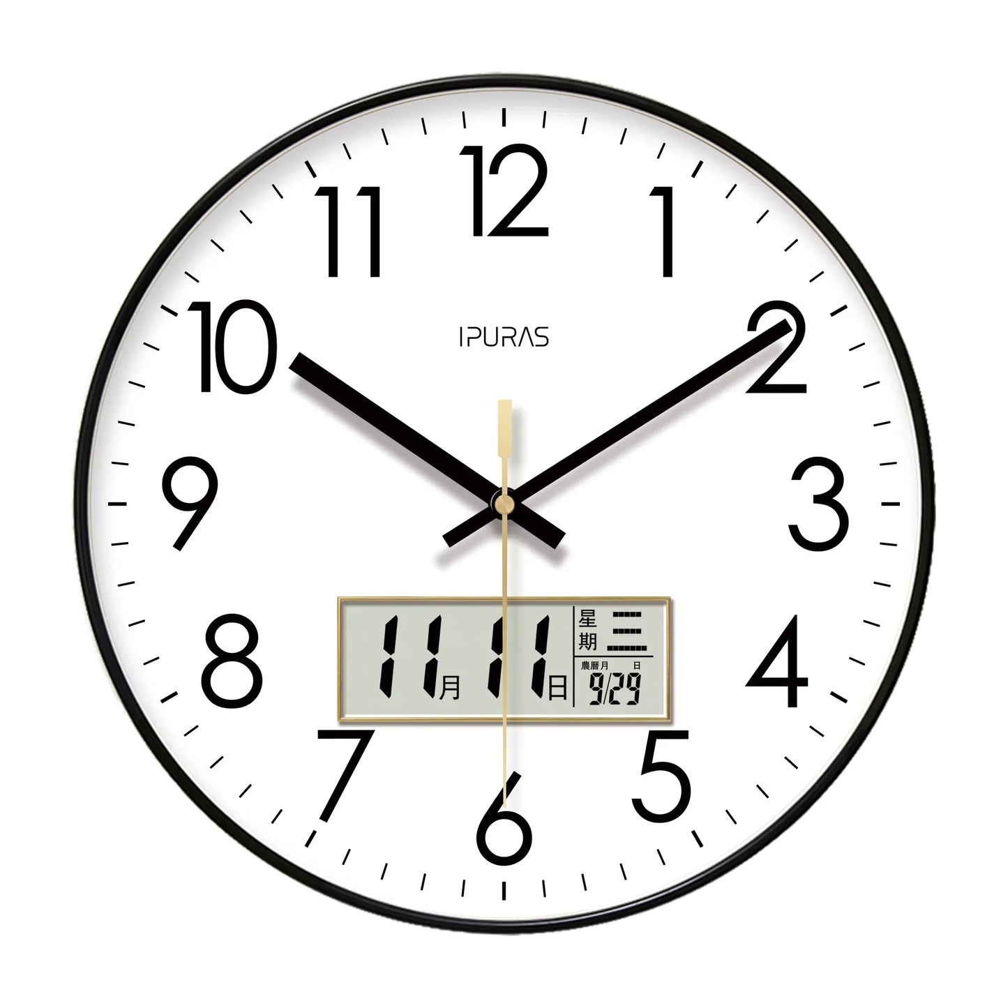 Horloge Murale Moderne – Température, Calendrier & Analogique Silencieuse