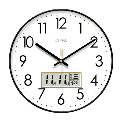Horloge Murale Moderne – Température, Calendrier & Analogique Silencieuse