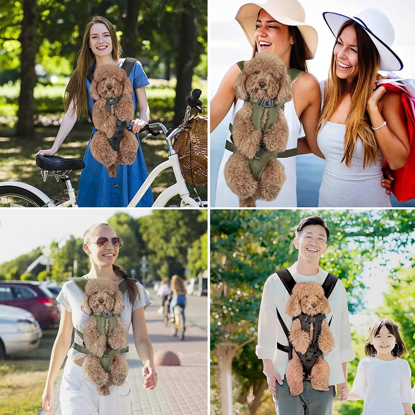 Porte-bébé pour chien avec harnais avant réglable et boucles sécurisées