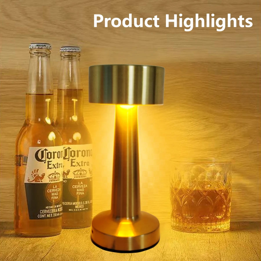 Lampe de Table LED Rétro Rechargeable – 3 Intensités & Tactile